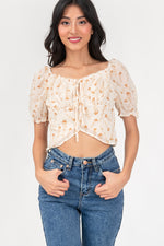 Load image into Gallery viewer, Raine Floral Sheer Crop Top
