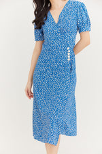 Load image into Gallery viewer, Madie Blue Floral Midi Dress
