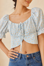 Load image into Gallery viewer, Althea Self Tie Ribbon Floral Crop Top
