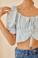 Load image into Gallery viewer, Althea Self Tie Ribbon Floral Crop Top
