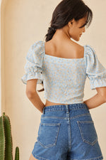 Load image into Gallery viewer, Althea Self Tie Ribbon Floral Crop Top
