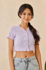 Load image into Gallery viewer, Bettina Button Down Crop Top in Purple
