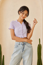Load image into Gallery viewer, Bettina Button Down Crop Top in Purple
