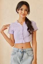 Load image into Gallery viewer, Bettina Button Down Crop Top in Purple
