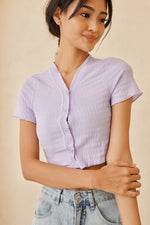 Load image into Gallery viewer, Bettina Button Down Crop Top in Purple
