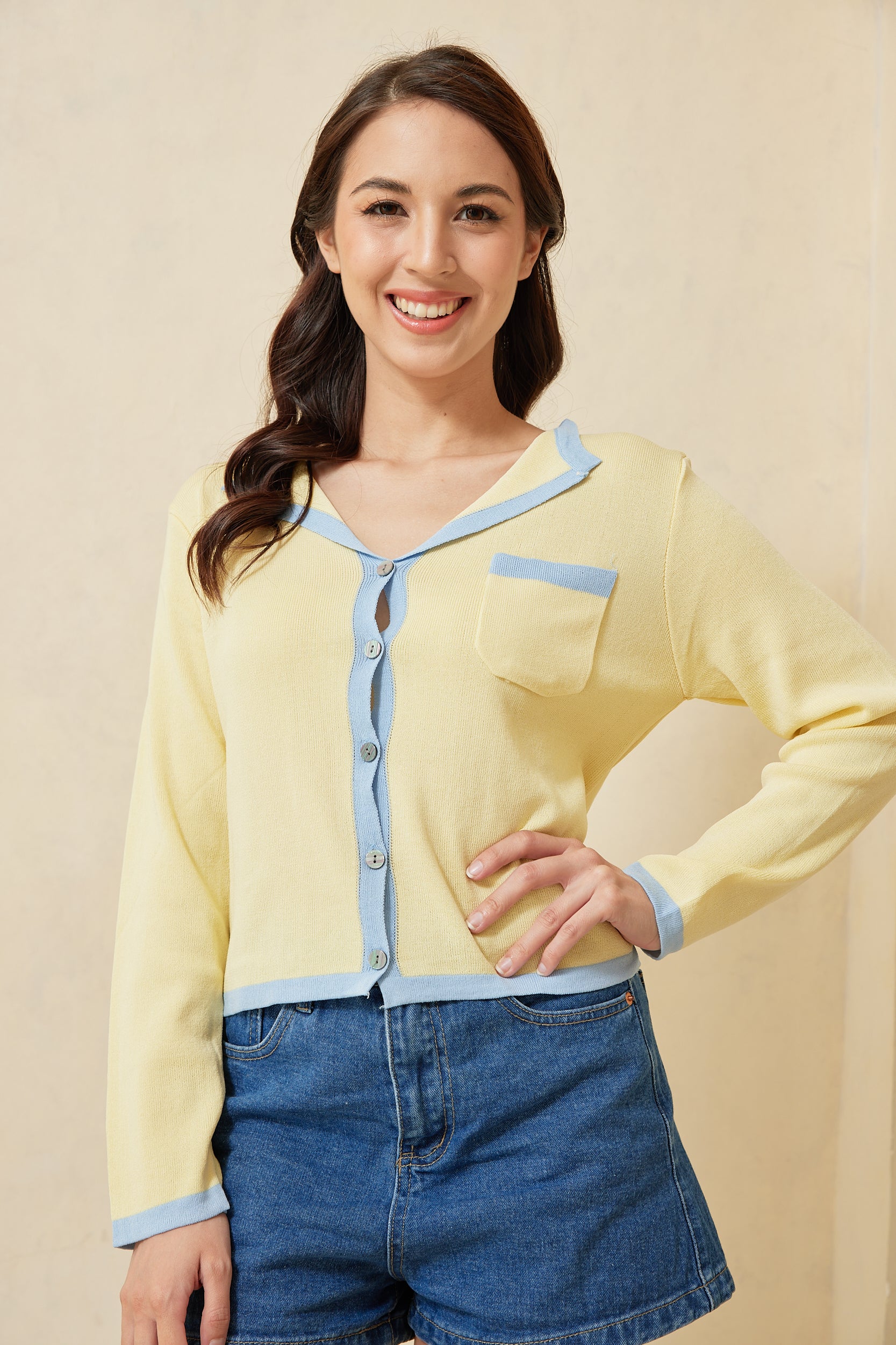 Myra Button Long Sleeve Knitted Top