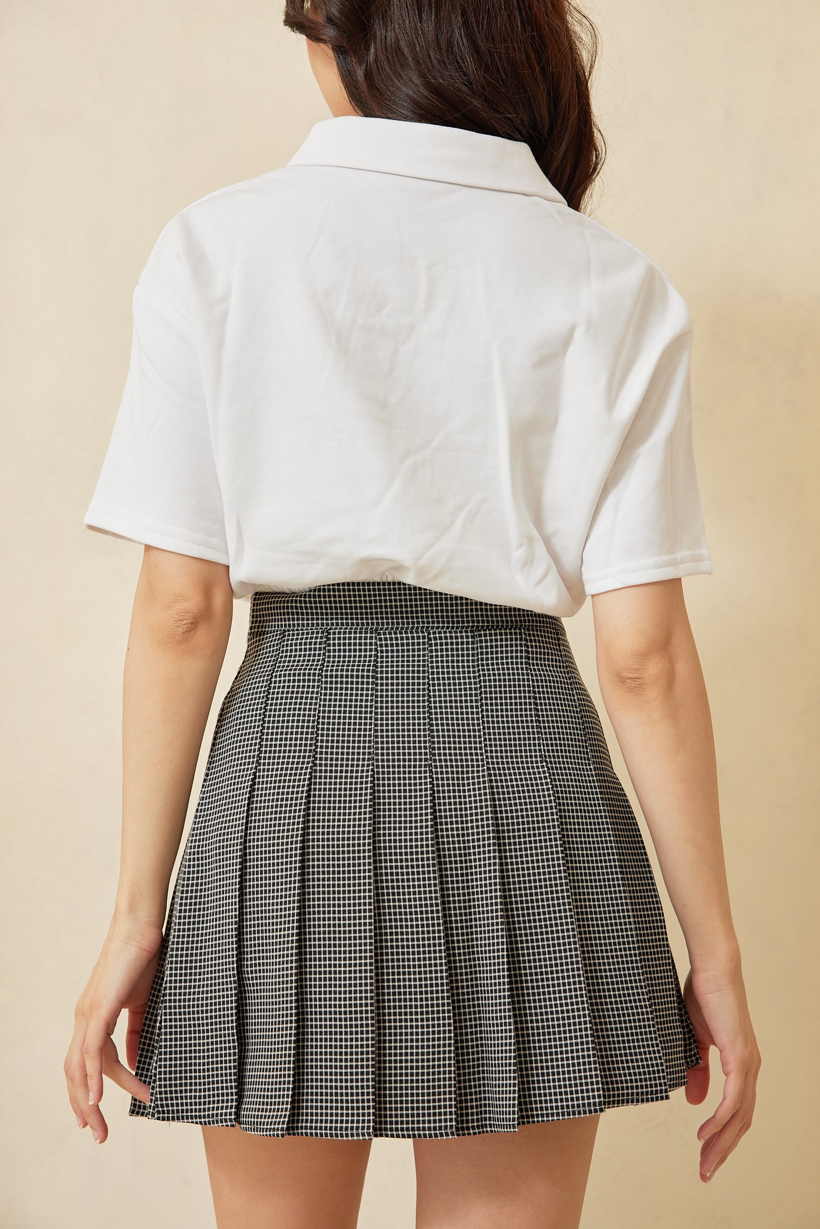 Gingham pleated mini skirt sale