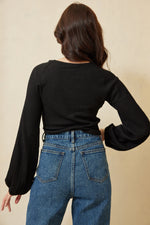 Load image into Gallery viewer, Alaiah Ruched Longsleeve Top in Black
