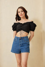 Load image into Gallery viewer, Abbie Puff Sleeves Crop Top
