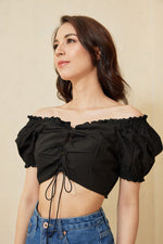 Load image into Gallery viewer, Abbie Puff Sleeves Crop Top
