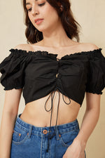 Load image into Gallery viewer, Abbie Puff Sleeves Crop Top
