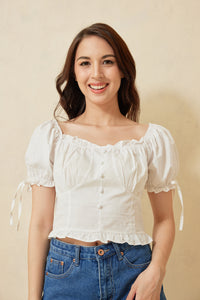 Toriee Puff Sleeves Crop Top