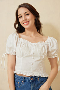 Toriee Puff Sleeves Crop Top