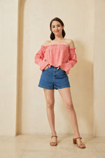 Load image into Gallery viewer, Auria Gingham Off Shoulder Top
