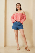 Load image into Gallery viewer, Auria Gingham Off Shoulder Top
