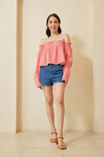 Load image into Gallery viewer, Auria Gingham Off Shoulder Top
