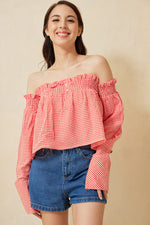 Load image into Gallery viewer, Auria Gingham Off Shoulder Top
