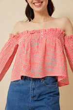 Load image into Gallery viewer, Auria Gingham Off Shoulder Top
