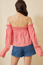 Load image into Gallery viewer, Auria Gingham Off Shoulder Top
