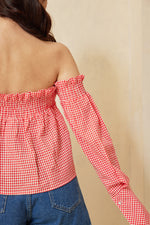 Load image into Gallery viewer, Auria Gingham Off Shoulder Top
