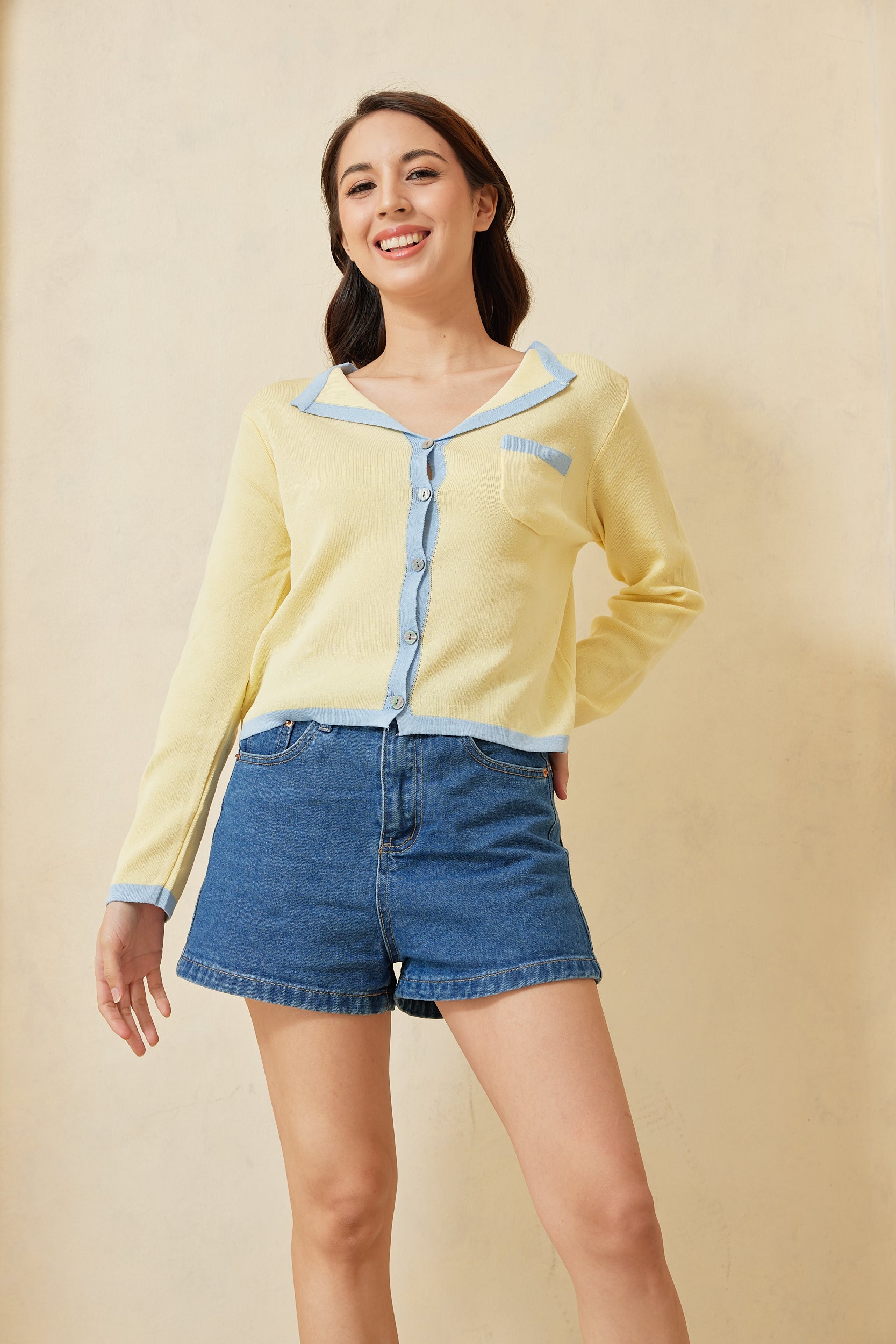 Myra Button Long Sleeve Knitted Top