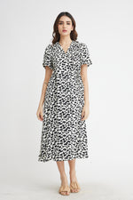 Load image into Gallery viewer, Jacylie Midi Wrap Dress in Black
