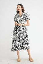 Load image into Gallery viewer, Jacylie Midi Wrap Dress in Black
