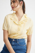 Load image into Gallery viewer, Riella Button Down Top in Yellow
