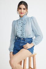 Load image into Gallery viewer, Zelle Polka Dot Long Sleeve Top
