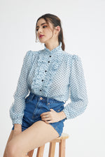 Load image into Gallery viewer, Zelle Polka Dot Long Sleeve Top
