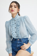 Load image into Gallery viewer, Zelle Polka Dot Long Sleeve Top
