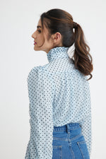 Load image into Gallery viewer, Zelle Polka Dot Long Sleeve Top
