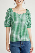 Load image into Gallery viewer, Indi Button Down Gingham Top
