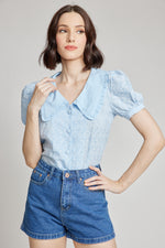 Load image into Gallery viewer, Stella Eyelet Oversized Collar Top
