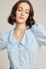 Load image into Gallery viewer, Stella Eyelet Oversized Collar Top
