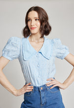 Load image into Gallery viewer, Stella Eyelet Oversized Collar Top
